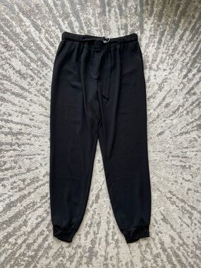 NWOT Women’s Black Jogger Dress Pants with Adjustable Belt Size Large